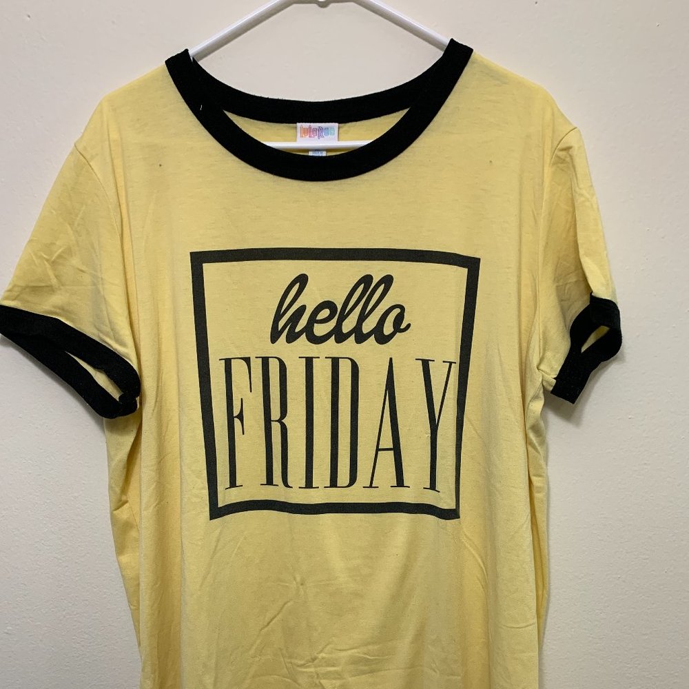 LuLaRoe Liv- Yellow "HELLO FRIDAY"